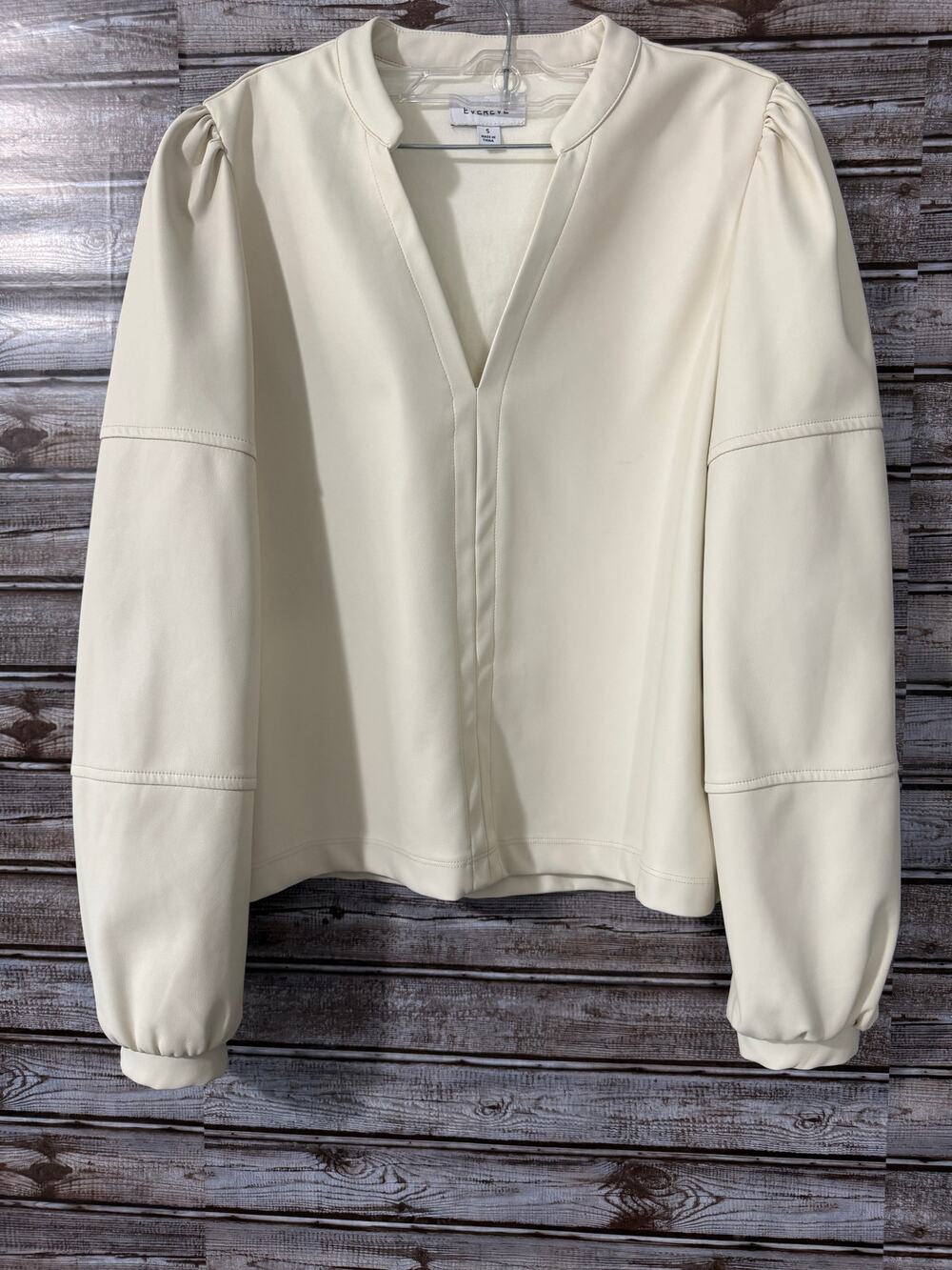 Evereve Ryann Cream Vegan Leather Blouse